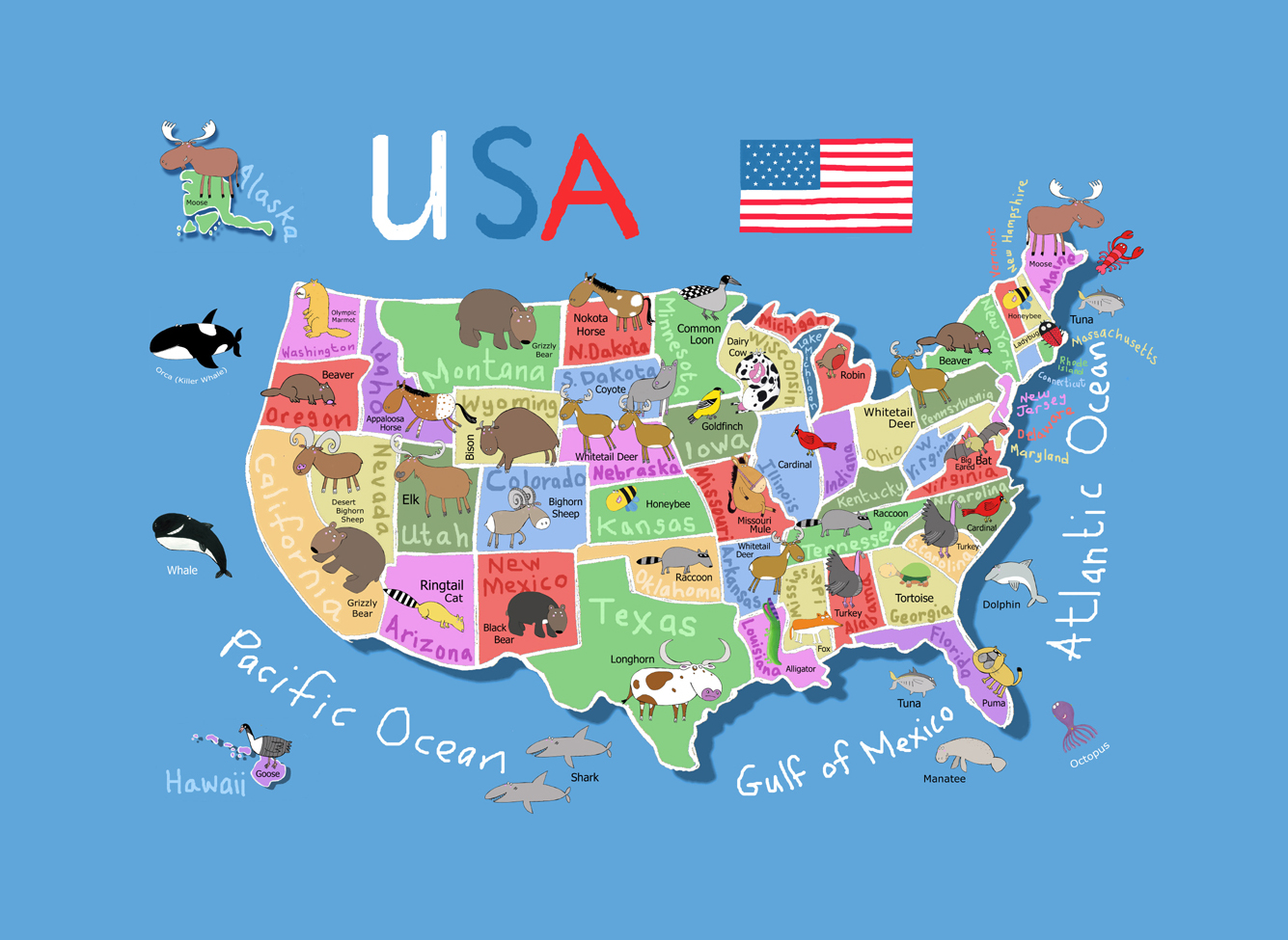 map of the united states cartoon Detailed Cartoon Map Of The Usa Usa Maps Of The Usa Maps