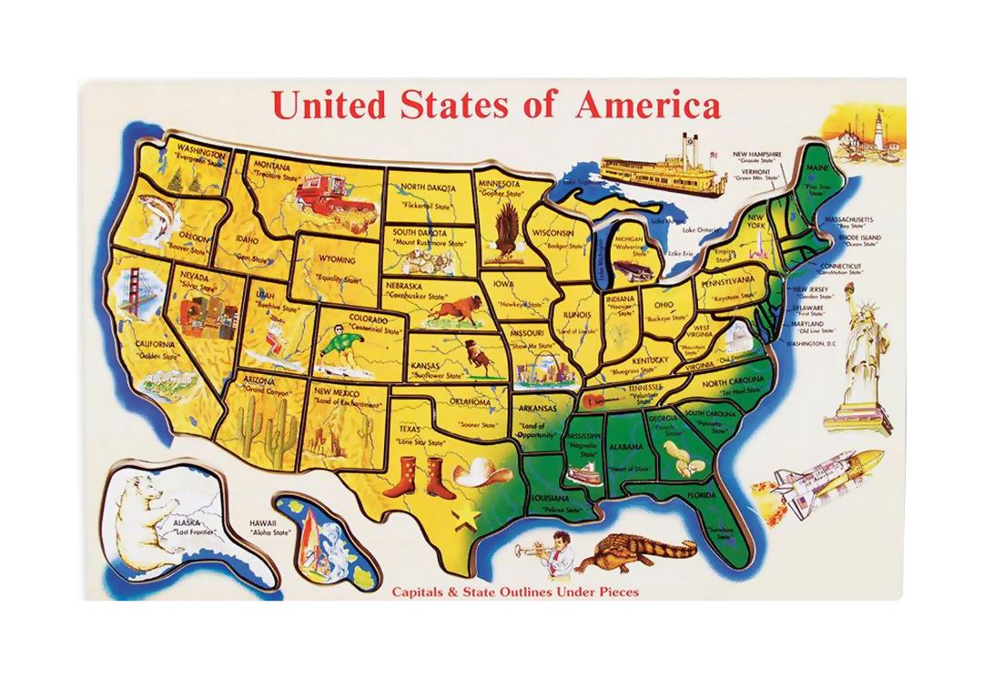 Detailed illustrated map of the U.S.A.