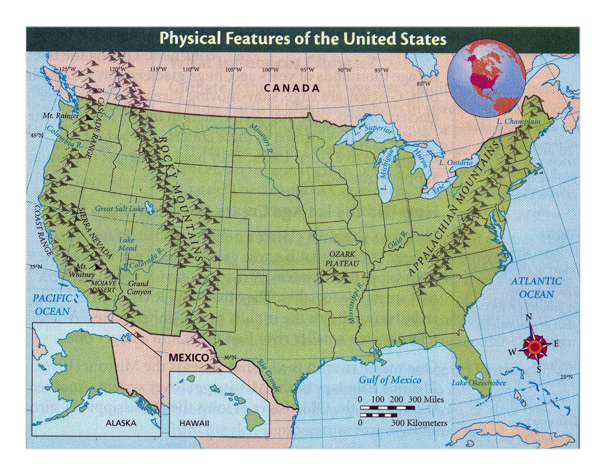 detailed physical features map of the united states