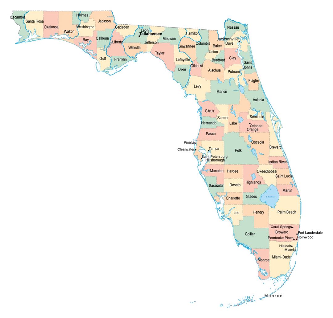 Administrative map of Florida state