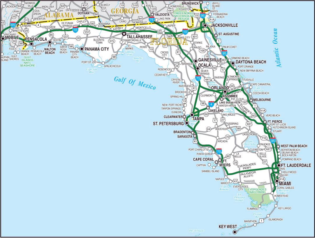 Highways map of Florida state