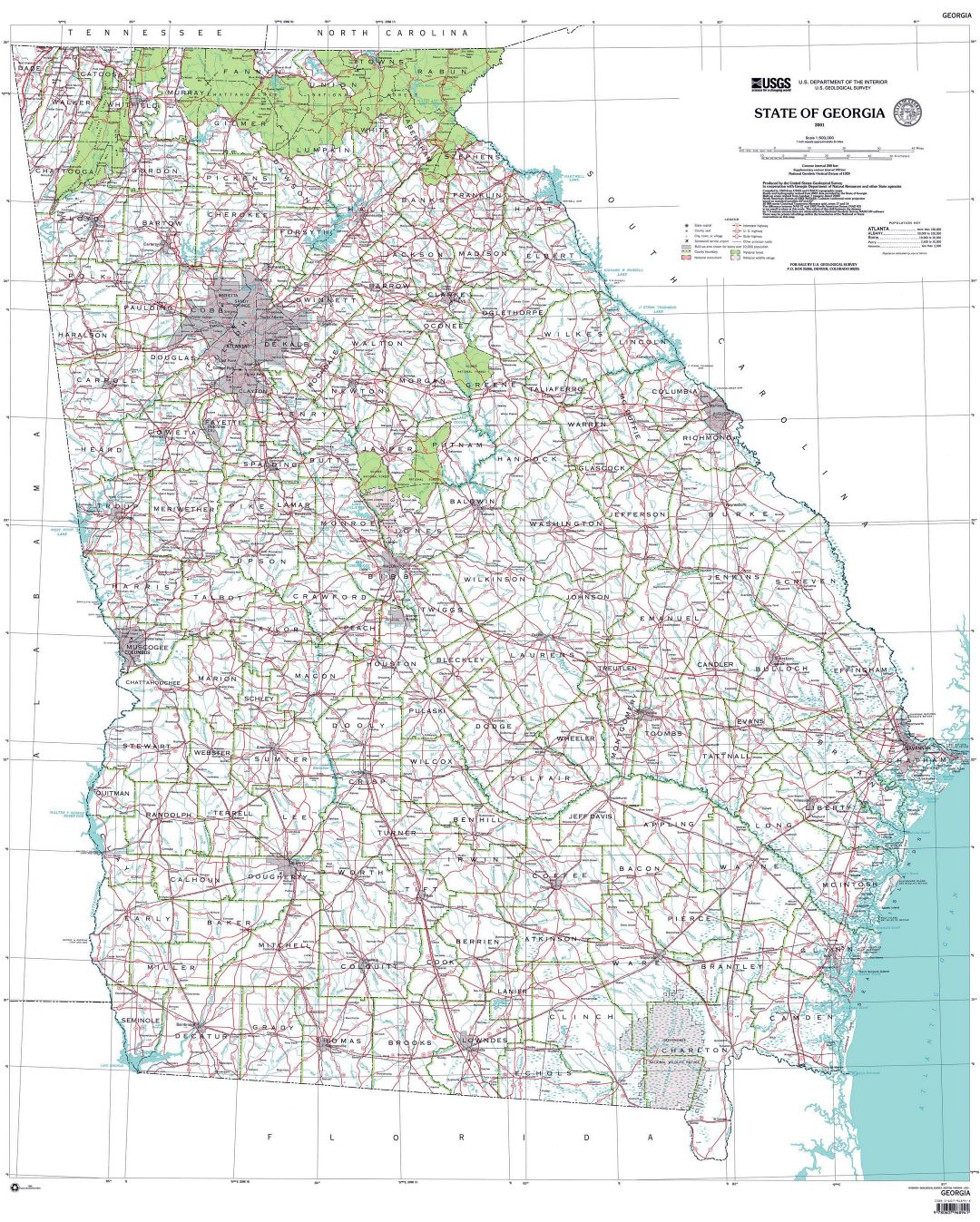 Large administrative map of Georgia state