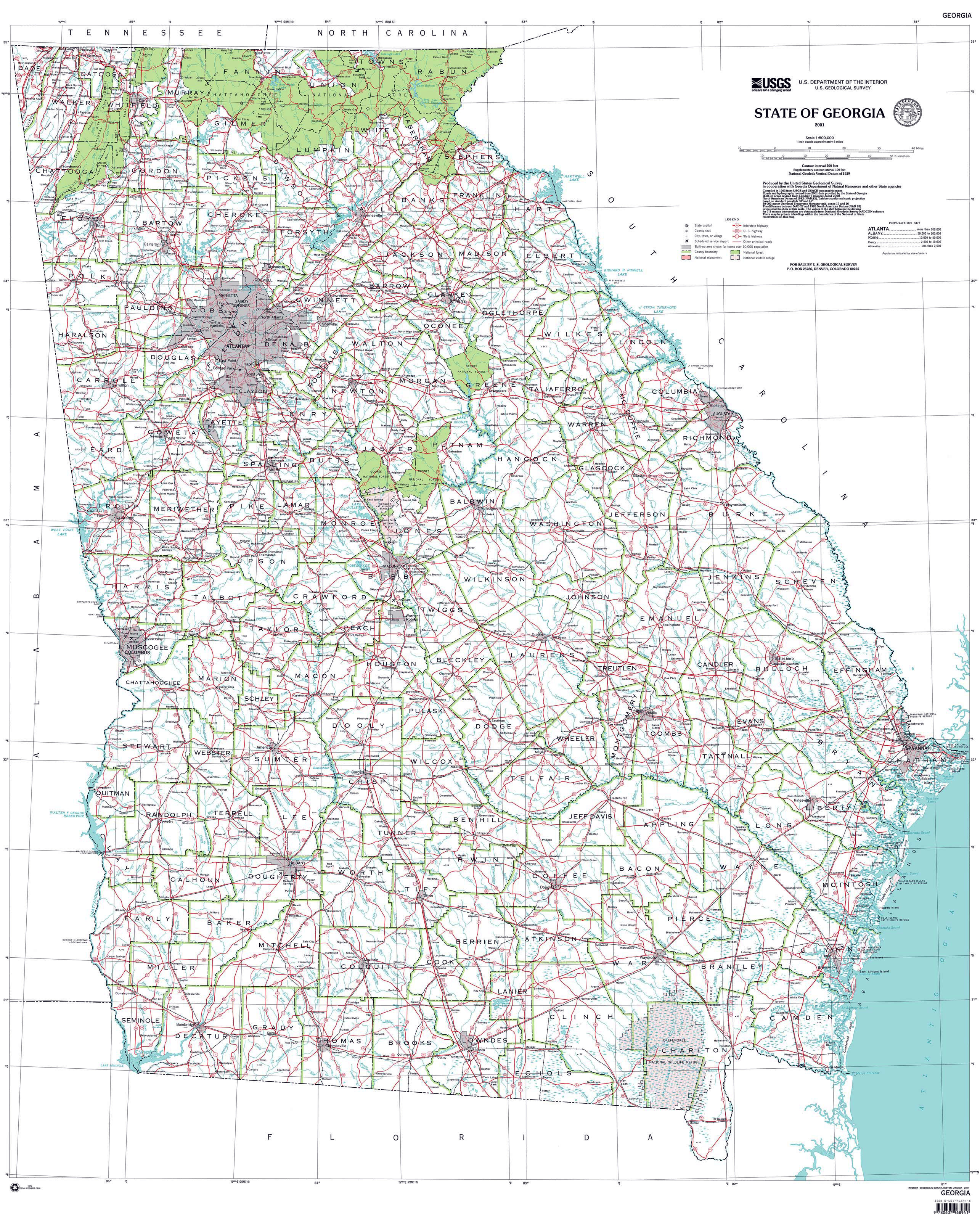 Printable Map Of Georgia Cities And Towns