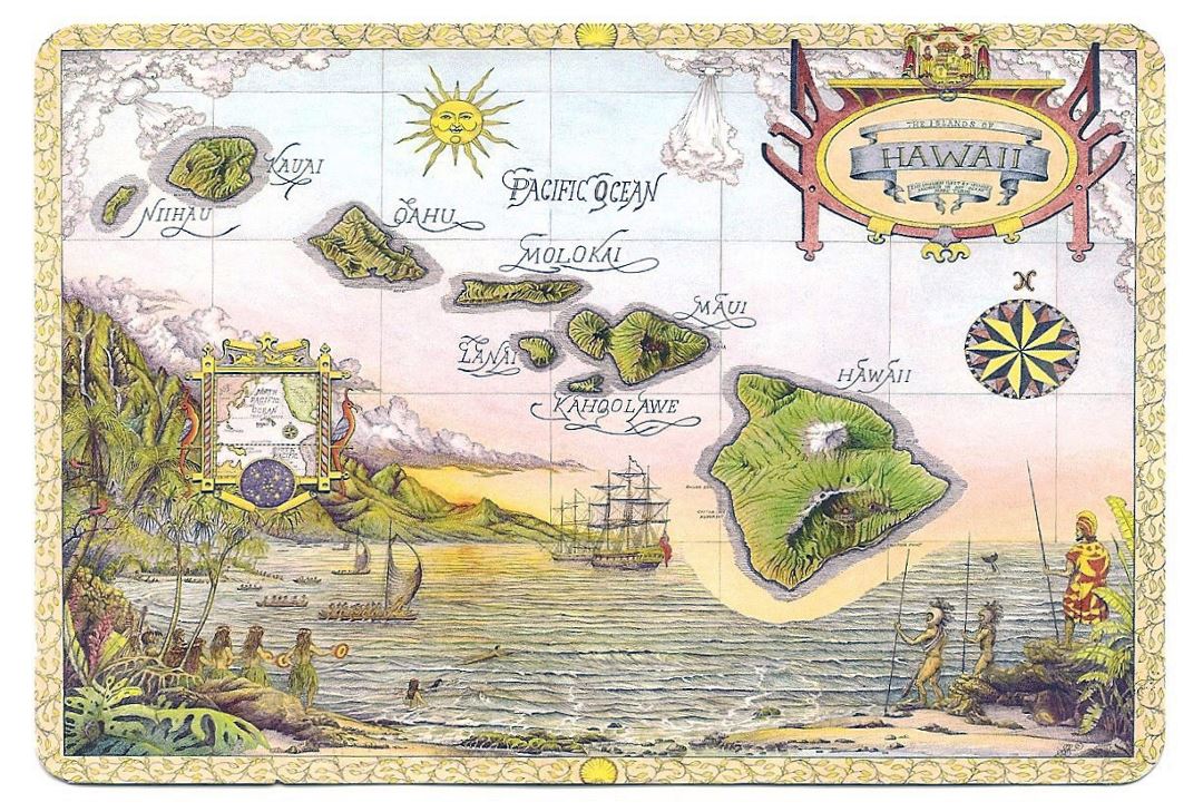 Illustrated map of Hawaii