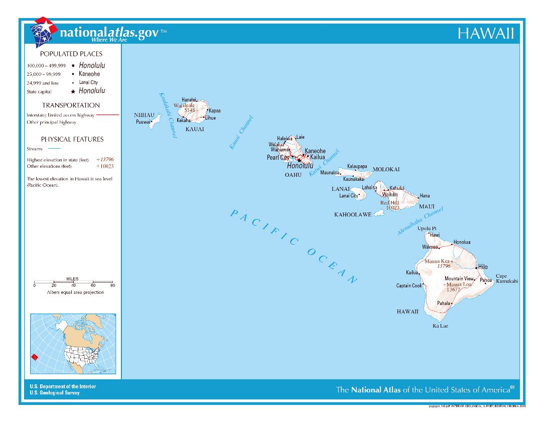 Large detailed map of Hawaii state