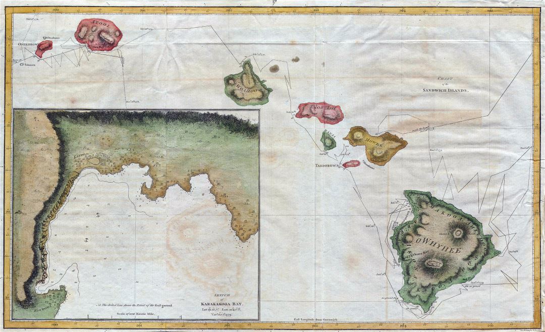 Large detailed old map of Hawaii - 1785