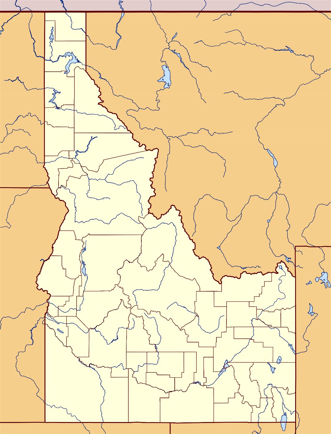 Large contour map of Idaho state
