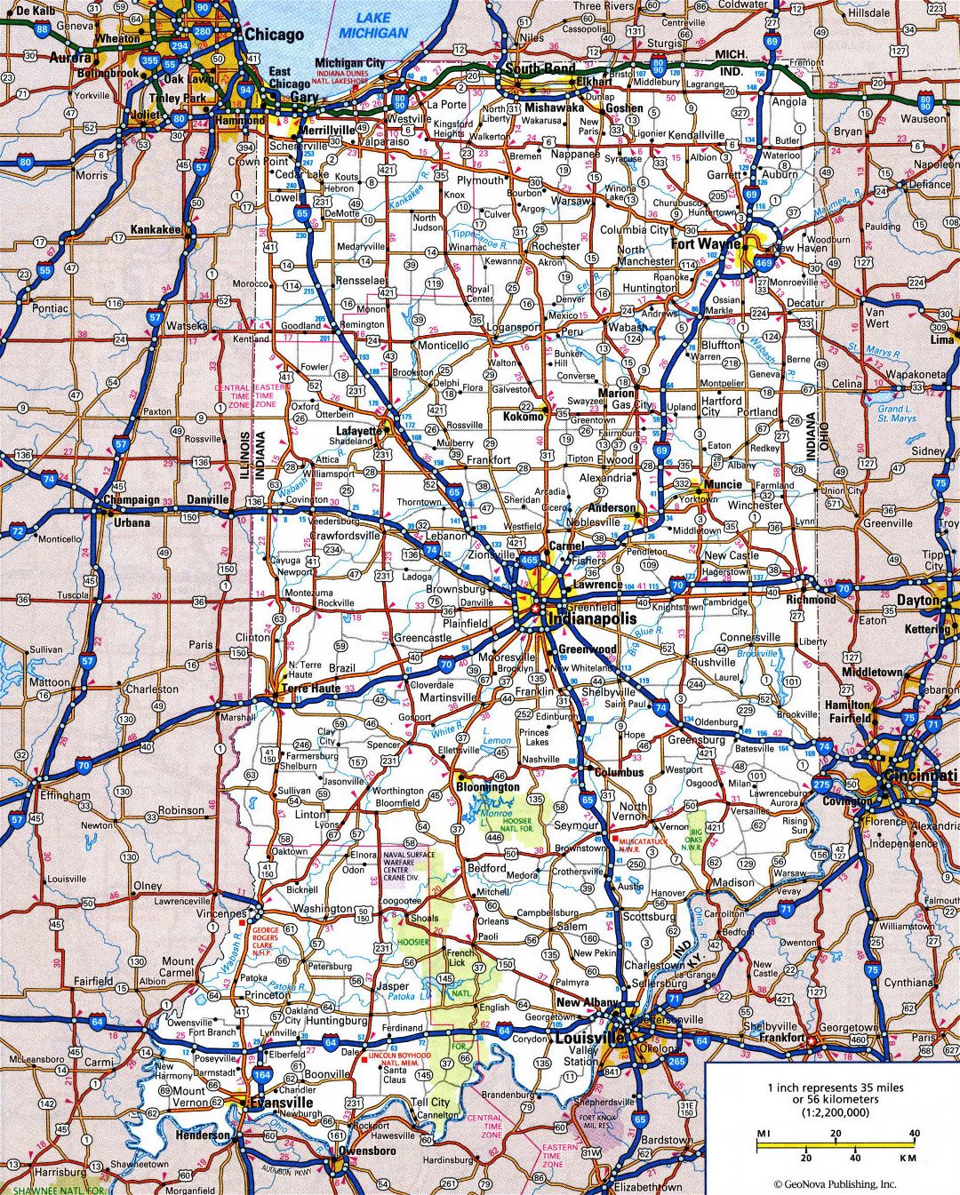 Large Indiana County Map