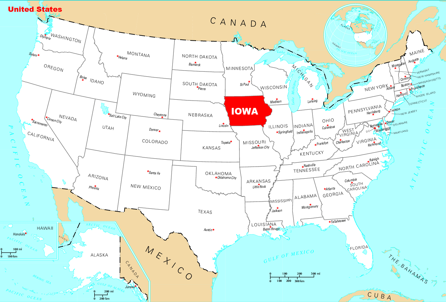 Image result for Iowa on a map of the USA