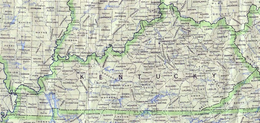 Administrative map of Kentucky state