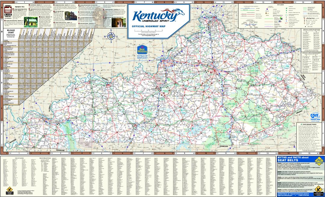 Large detailed highways map of Kentucky state with all cities and ...