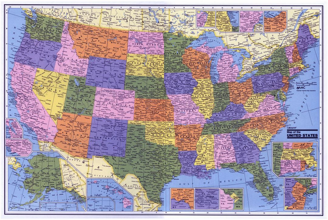 Large administrative map of the USA
