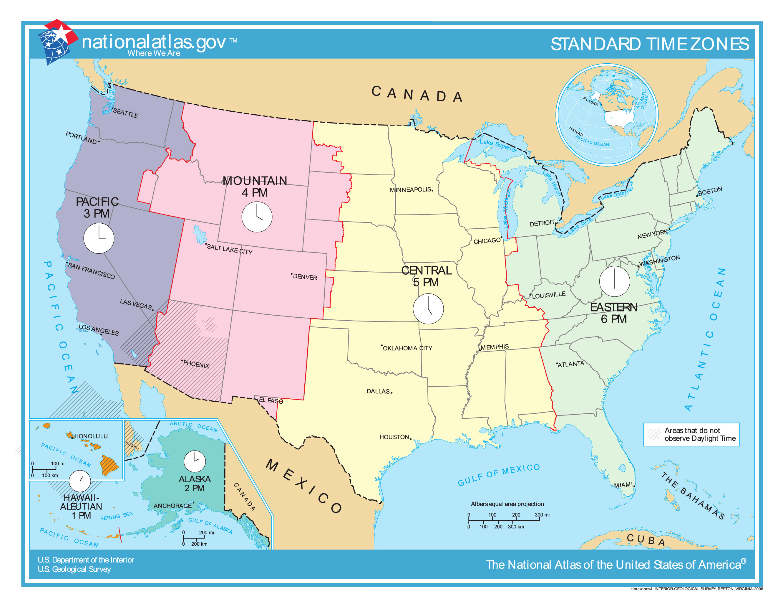 Printable Time Zone Map Usa