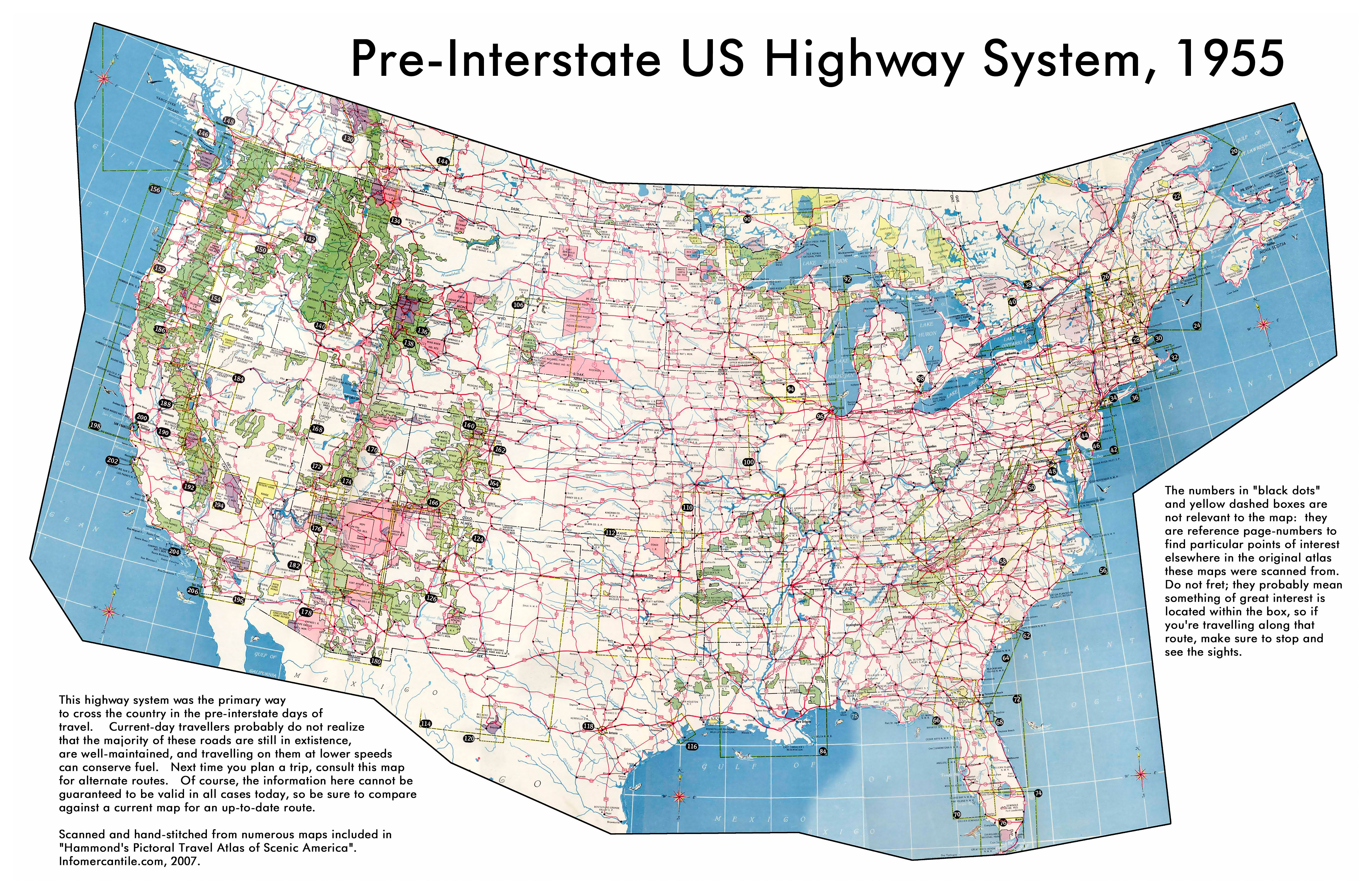 Large highways system map of the USA - 1955 | USA | Maps of the USA