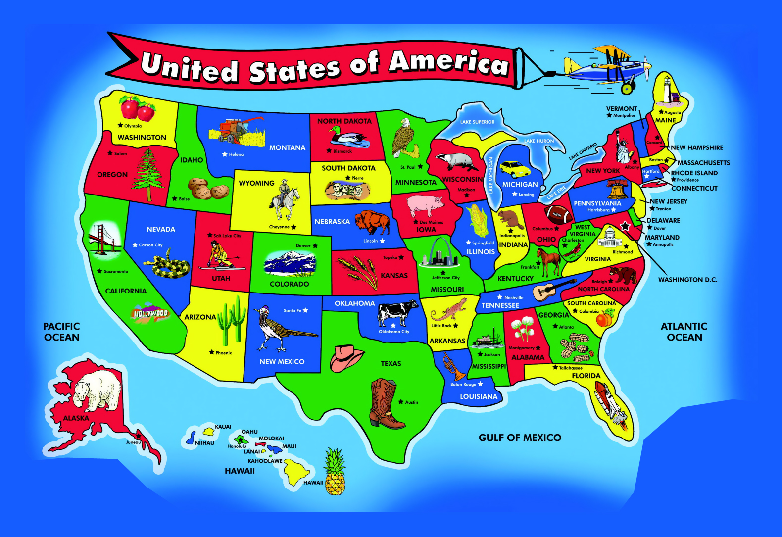 Usa Map For Kids United States Wall Desk Map 18 Quot X 26 Quot ...