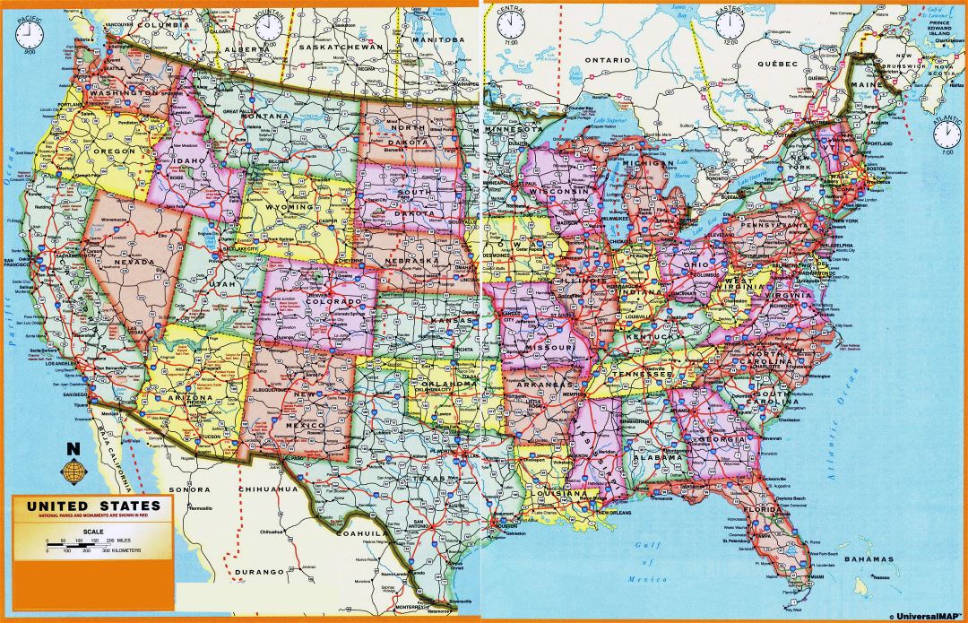 Large scale administrative divisions map of the USA