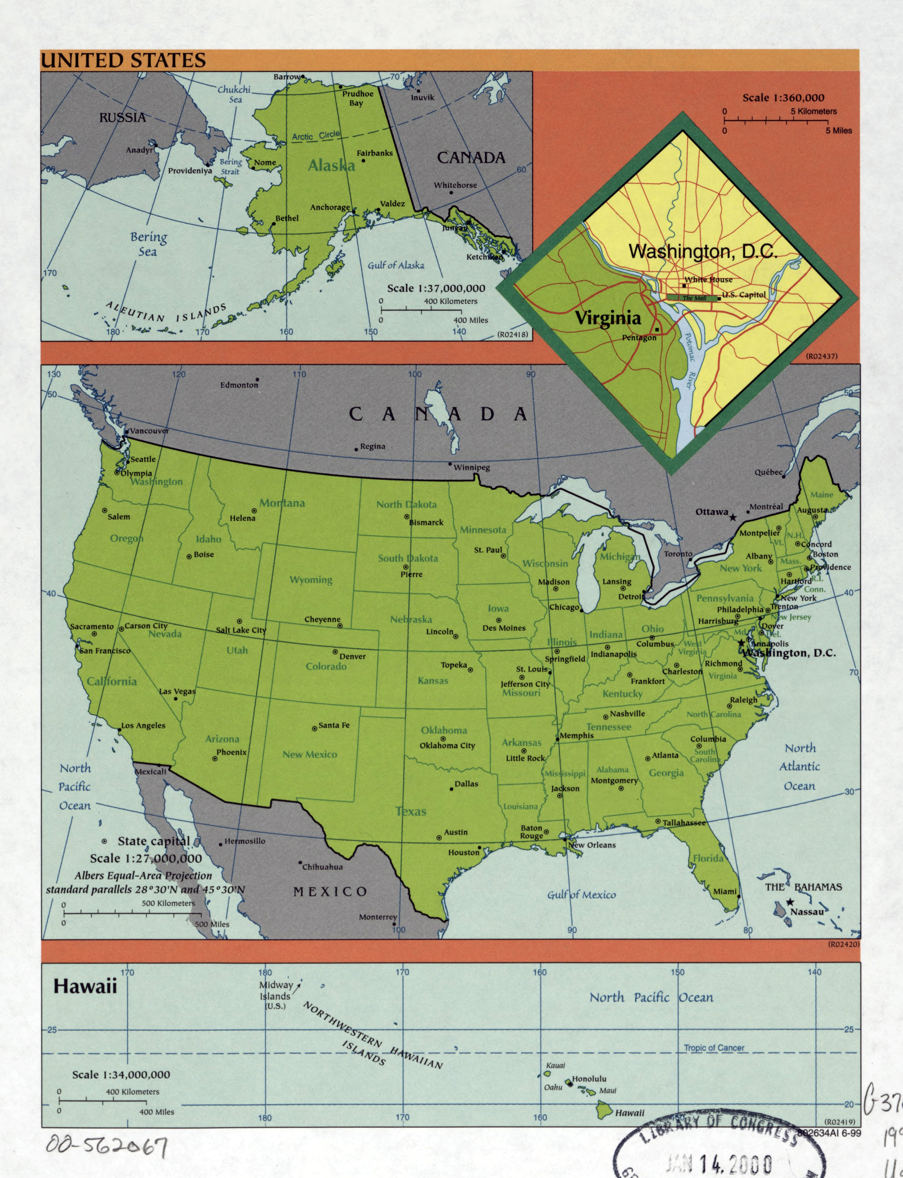 Large Scale Political And Administrative Map Of The Usa 1999 Usa