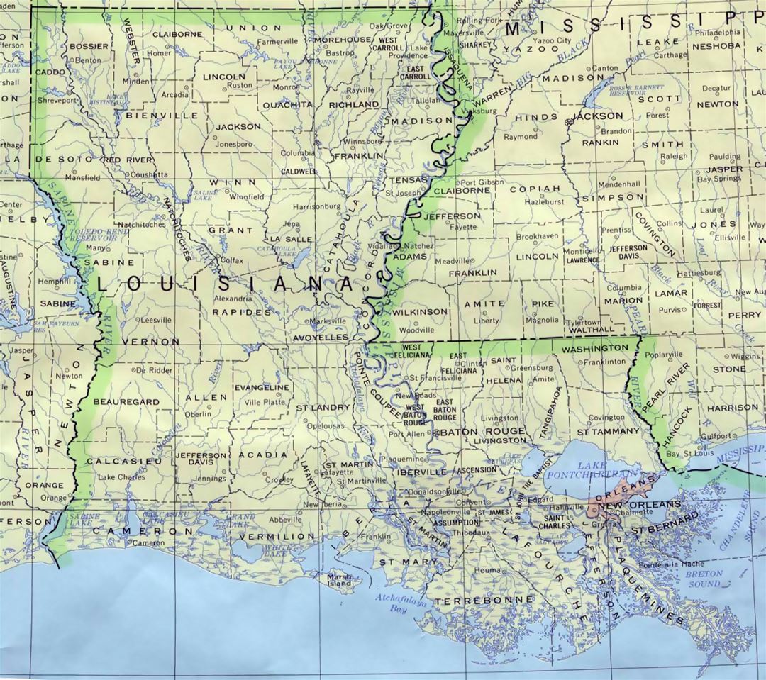 Administrative map of Louisiana state