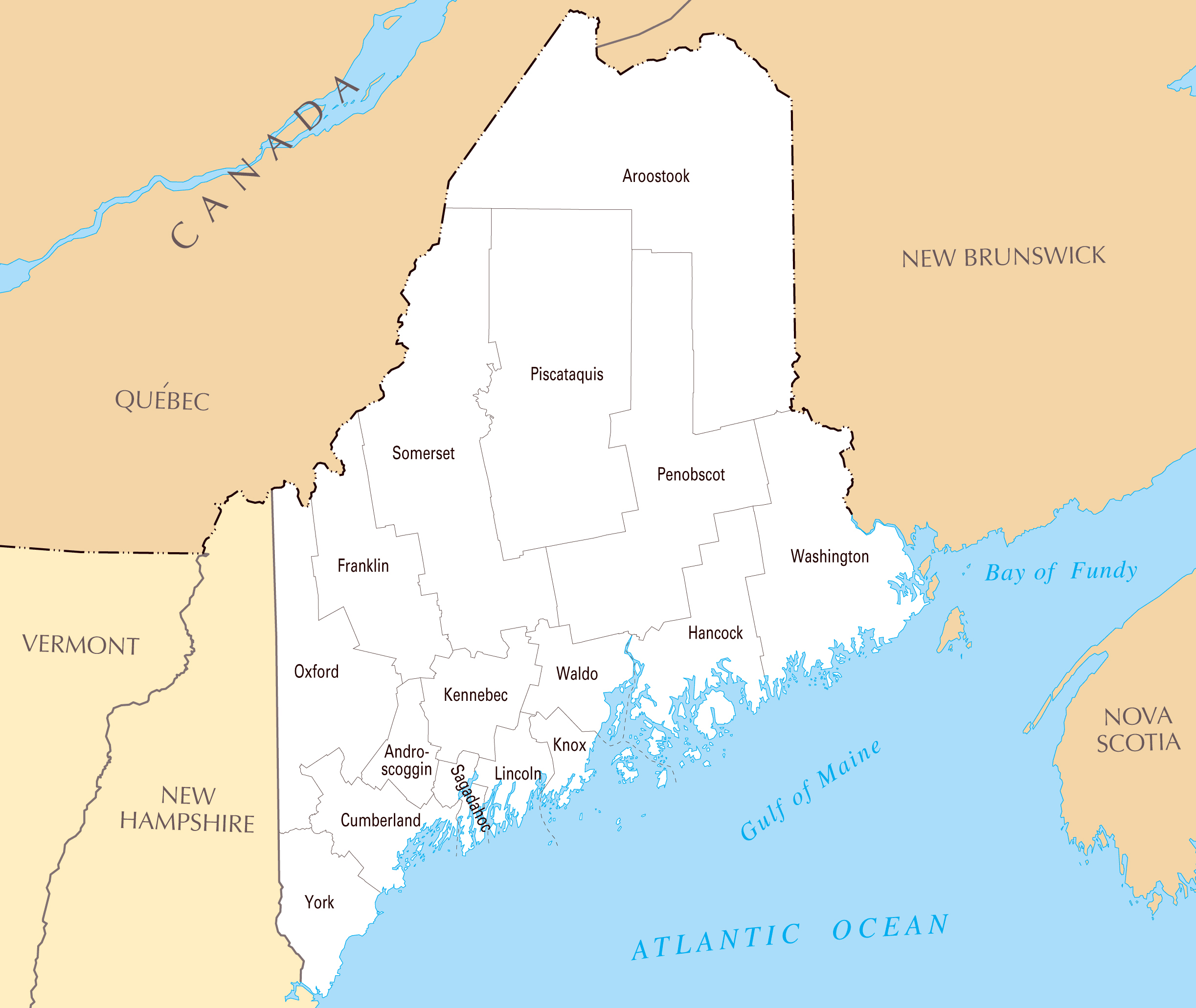 Large Administrative Map Of Maine State Maine State Usa Maps