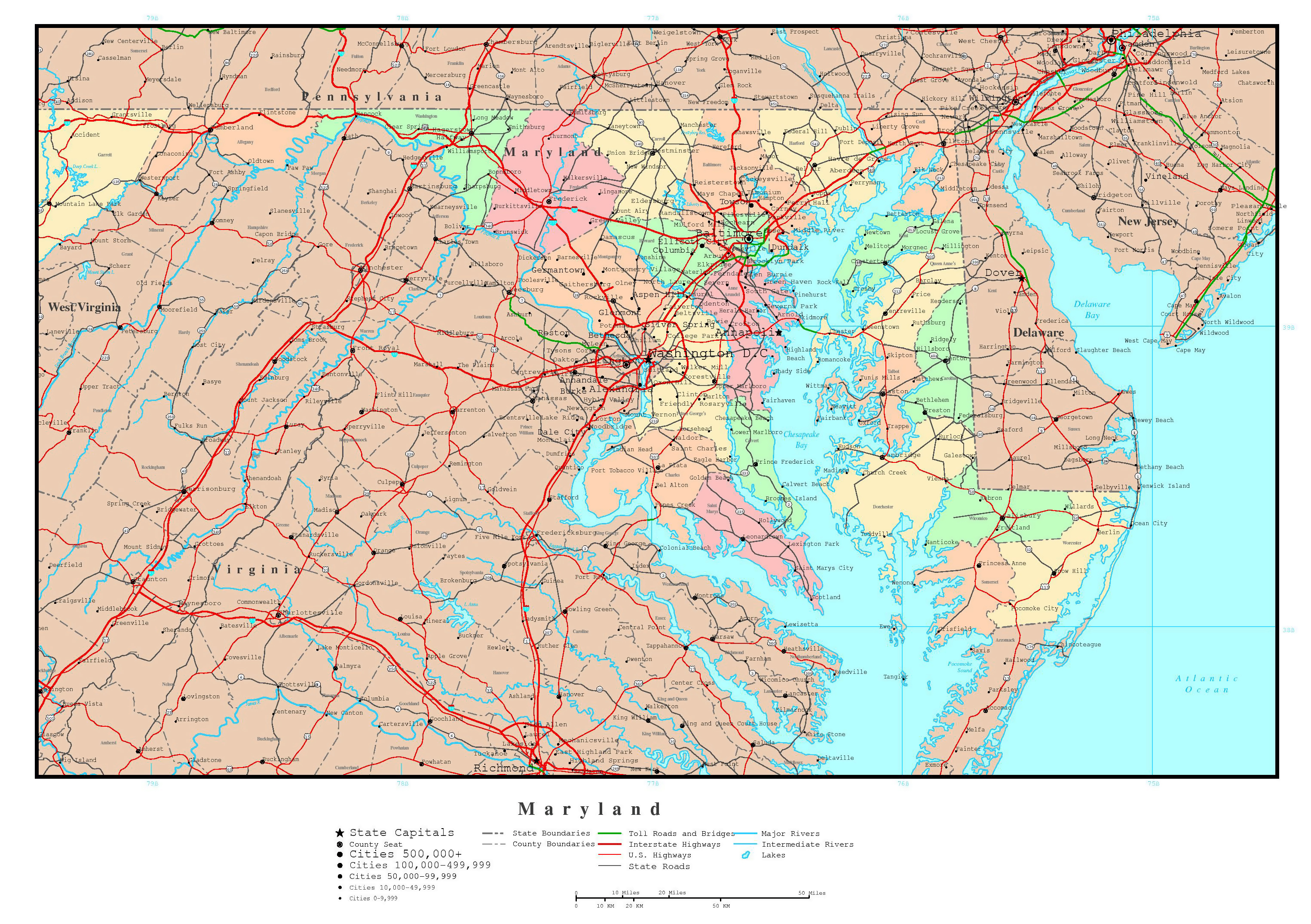 Maryland County Map Printable