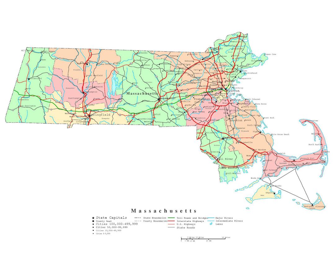 Maps Of Massachusetts Collection Of Maps Of Massachusetts State Usa