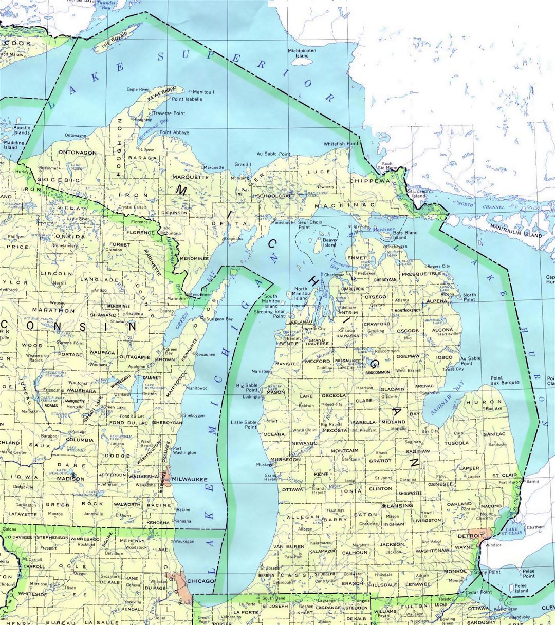 Administrative map of Michigan state