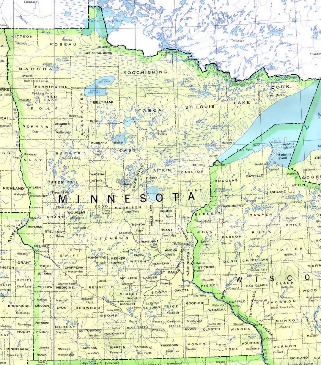 Administrative map of Minnesota state