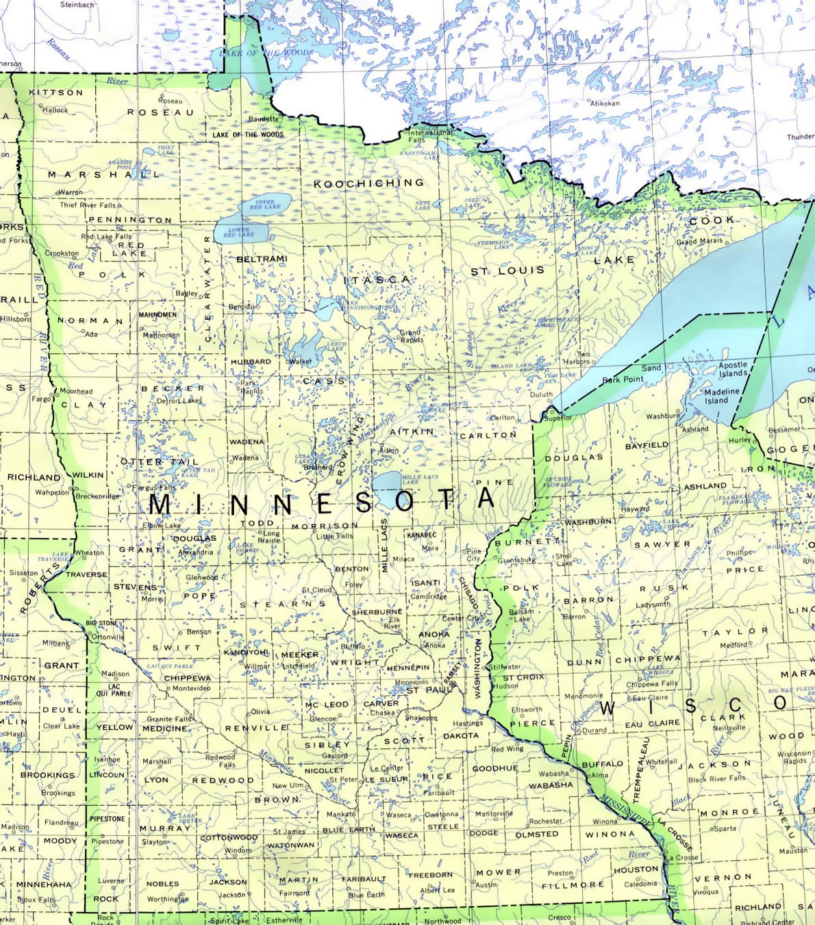 Map of the State of Minnesota, USA - Nations Online Project