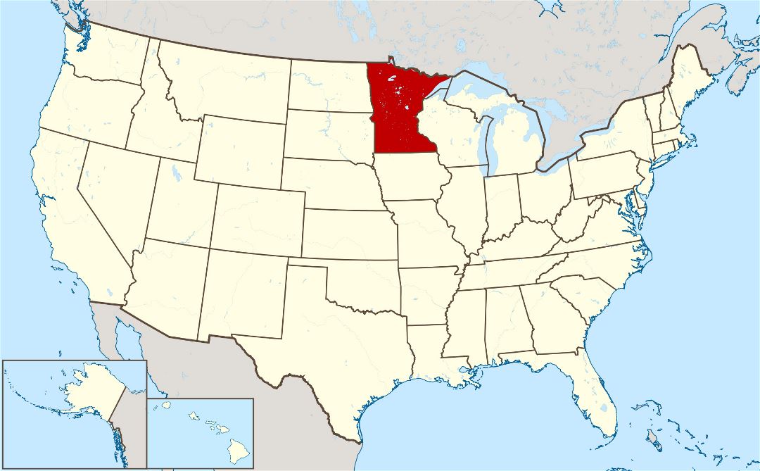 Large location map of Minnesota state