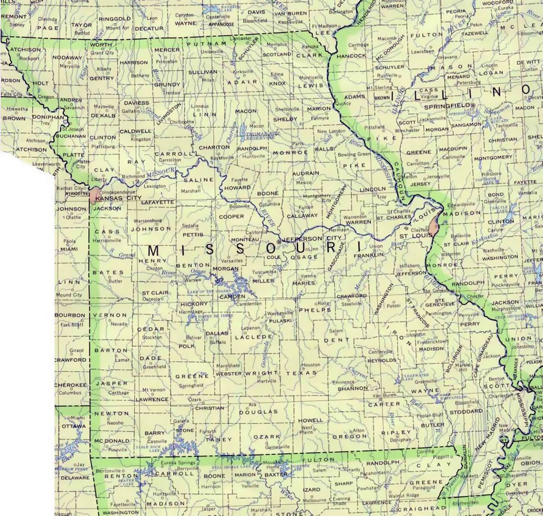 Administrative map of Missouri state