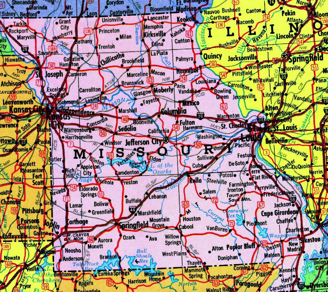 Highways map of Missouri state