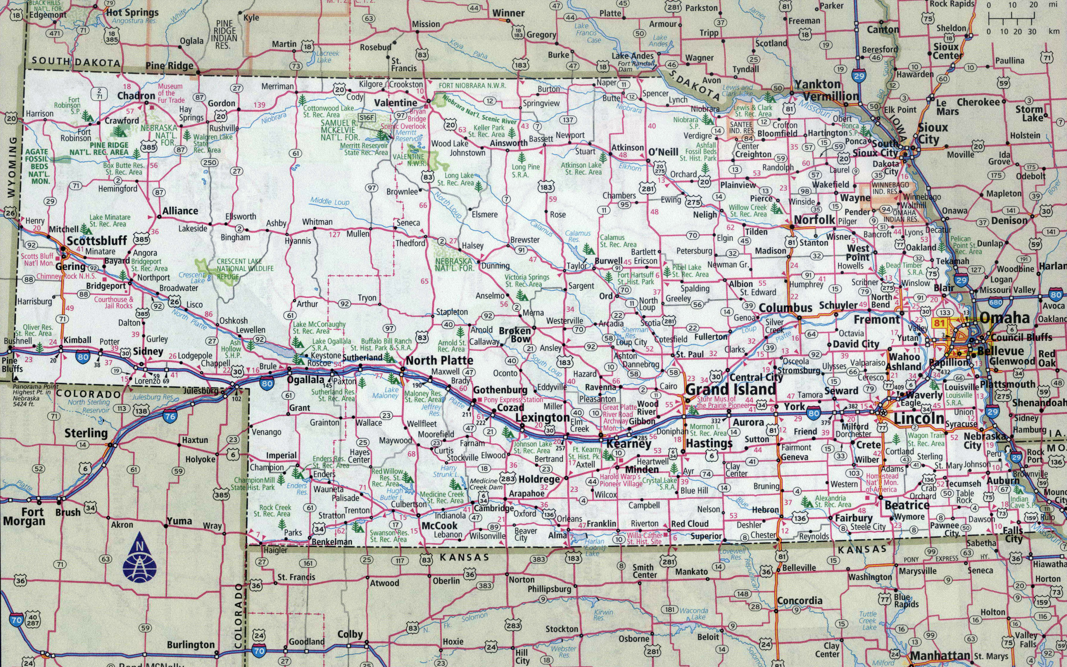 Large Detailed Roads And Highways Map Of Nebraska State With All Cities