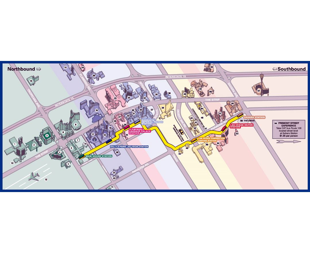 Detailed Las Vegas city strip map, Las Vegas, Nevada state, USA, Maps  of the USA