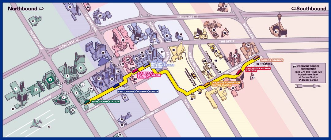 Detailed Las Vegas city strip map