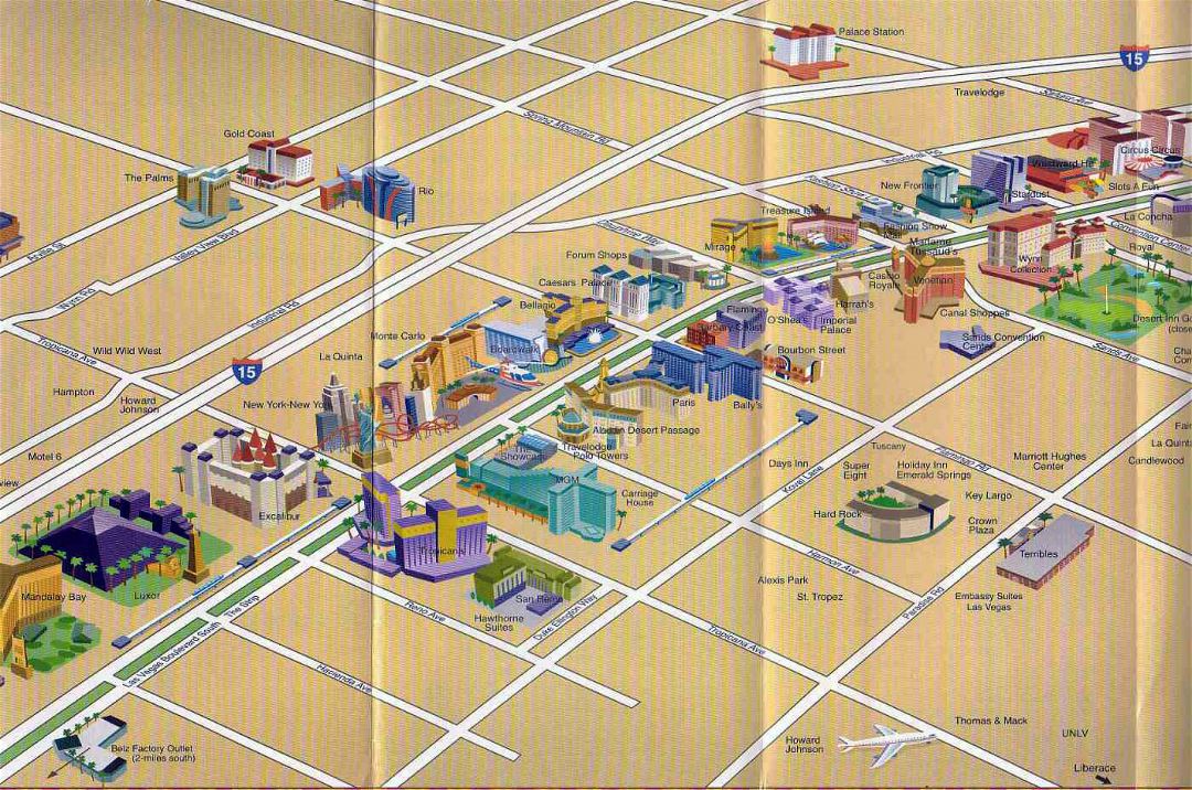 Detailed map of casinos and hotels of Las Vegas city
