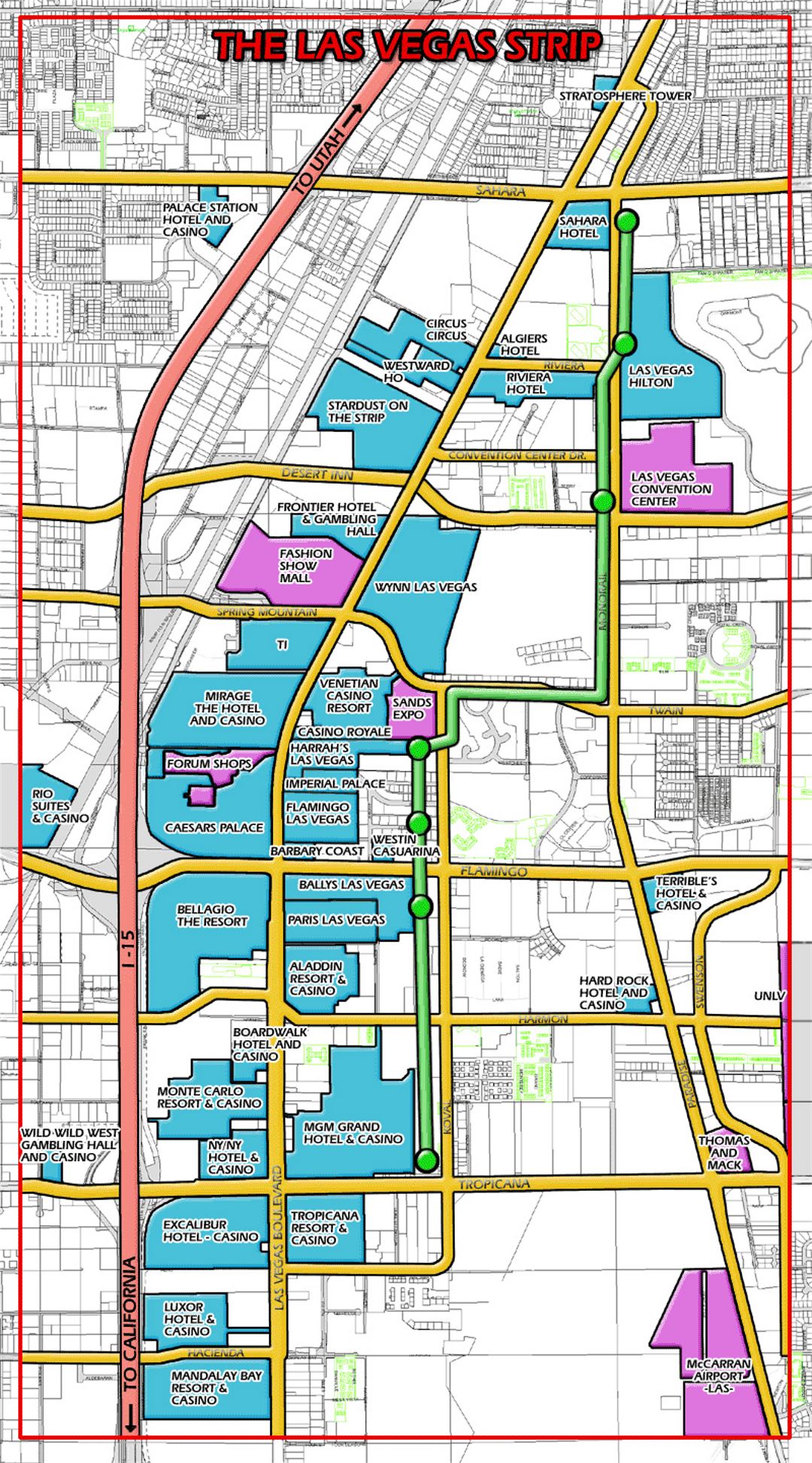 Las Vegas strip map