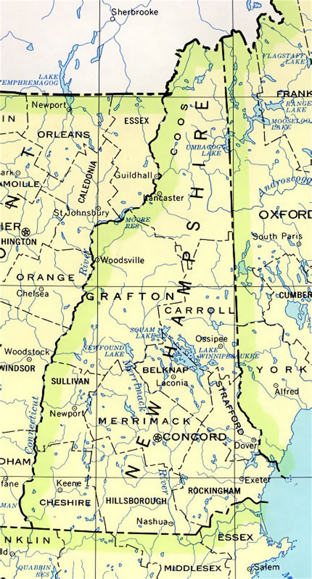 Administrative map of New Hampshire state
