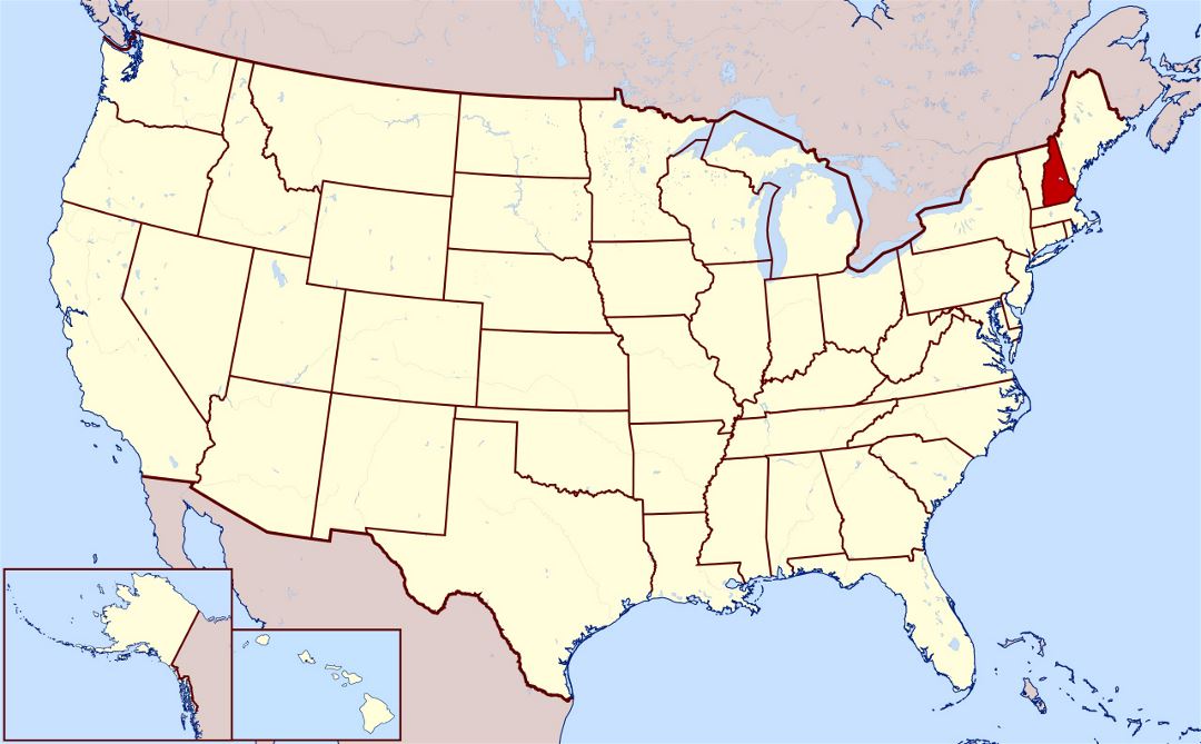 Large location map of New Hampshire state