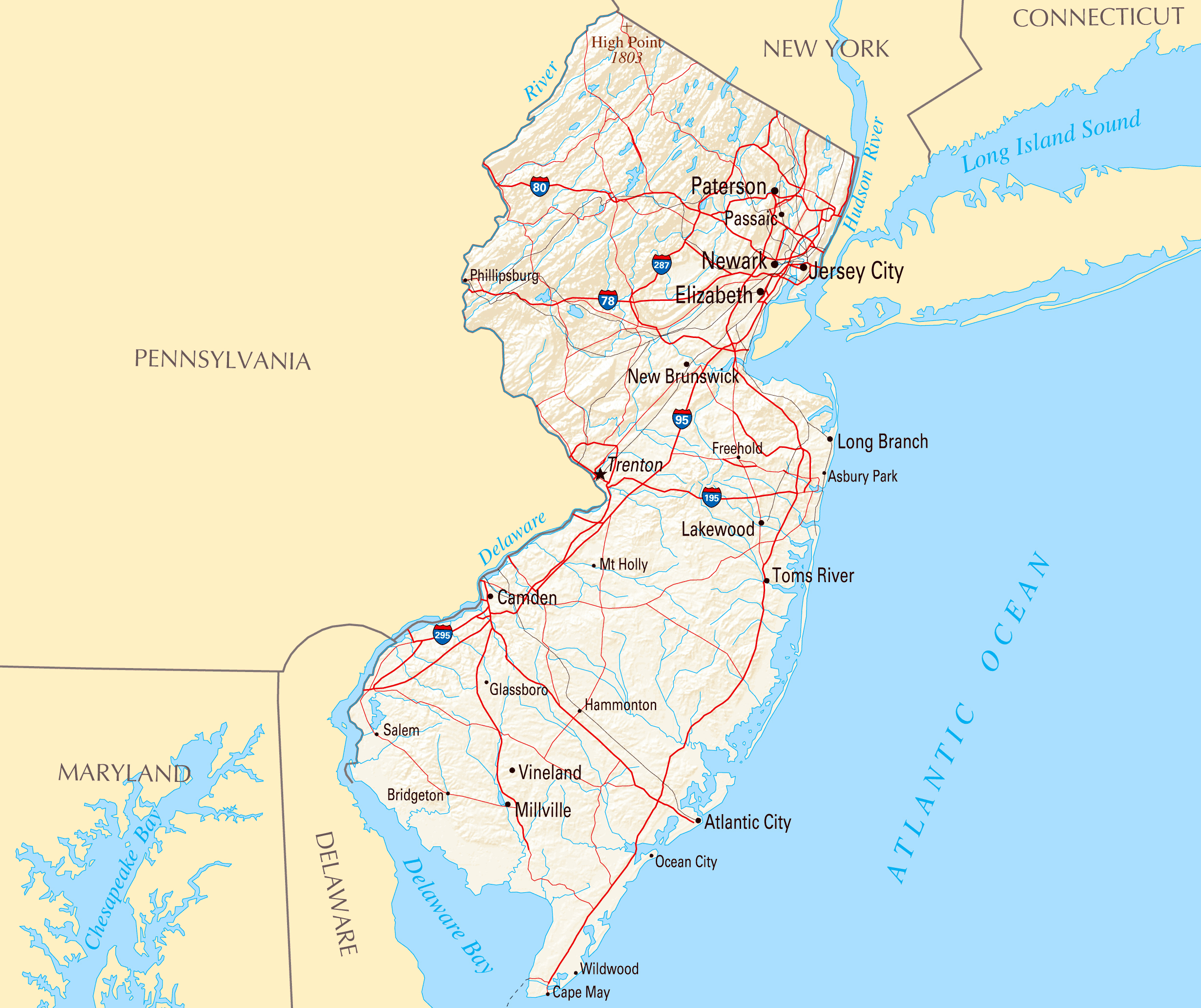 Road Map Of New Jersey - United States Map