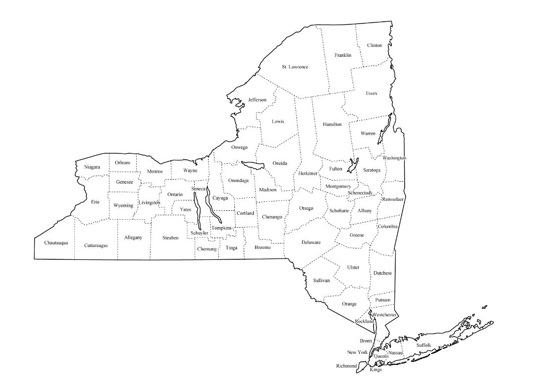 Detailed administrative map of New York state