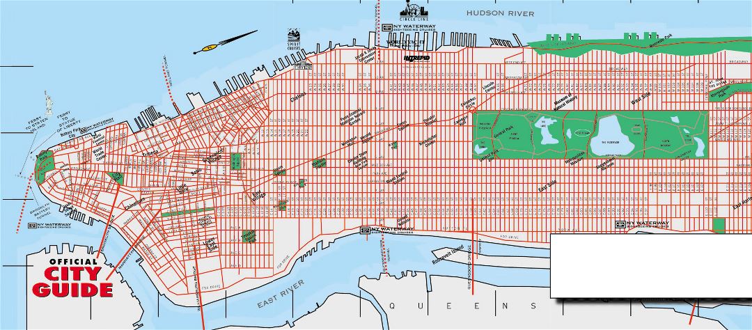 Detailed road map of Manhattan