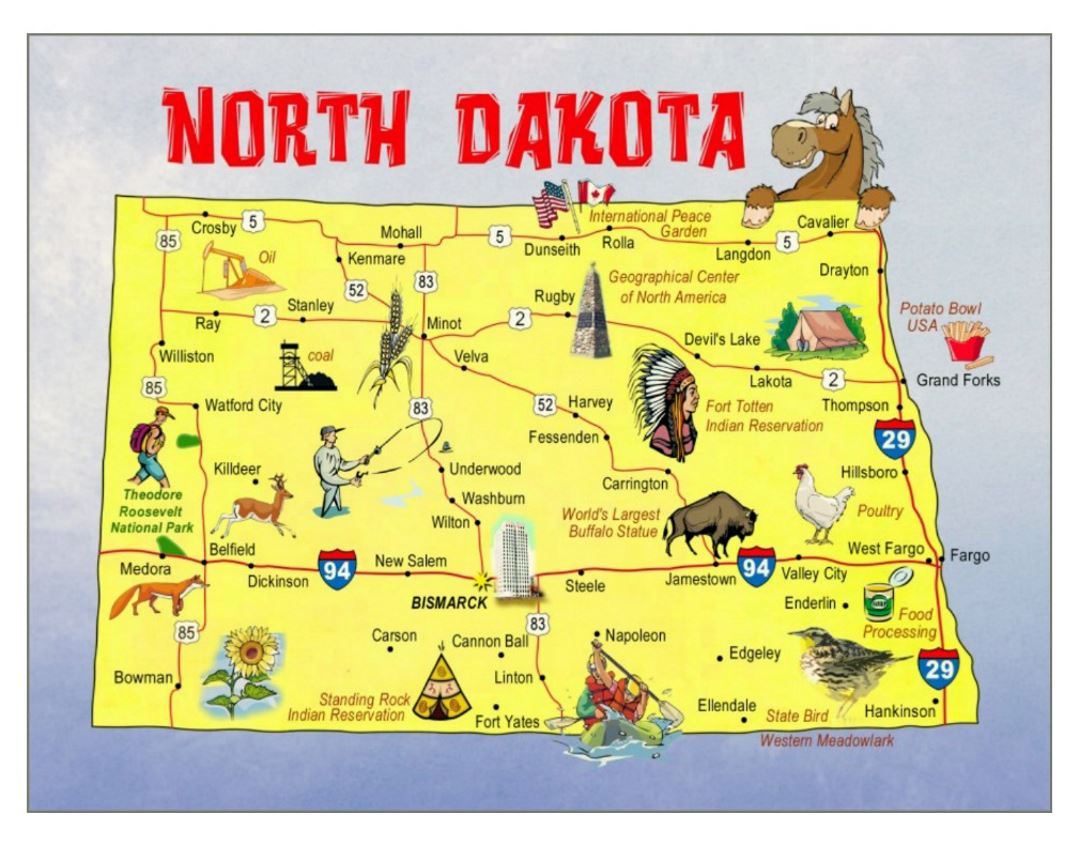 north dakota weather travel map