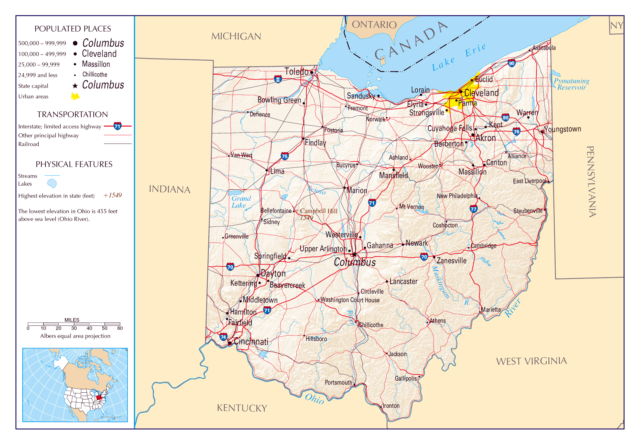 map of ohio state