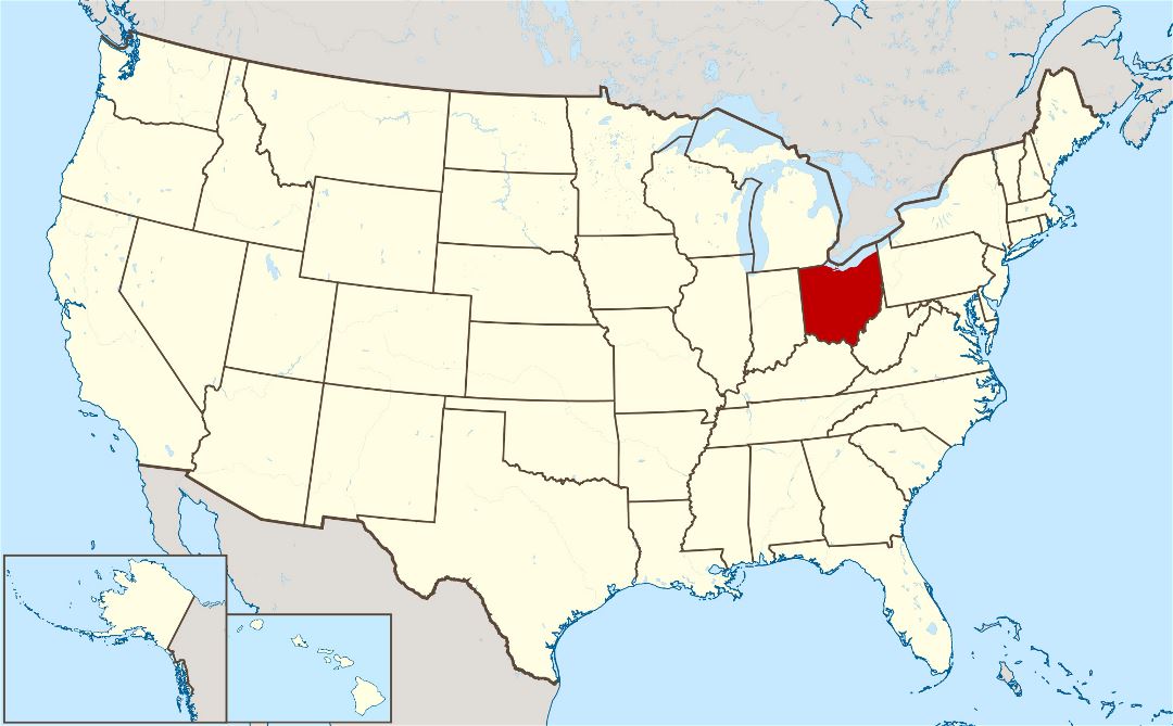 Large location map of Ohio state