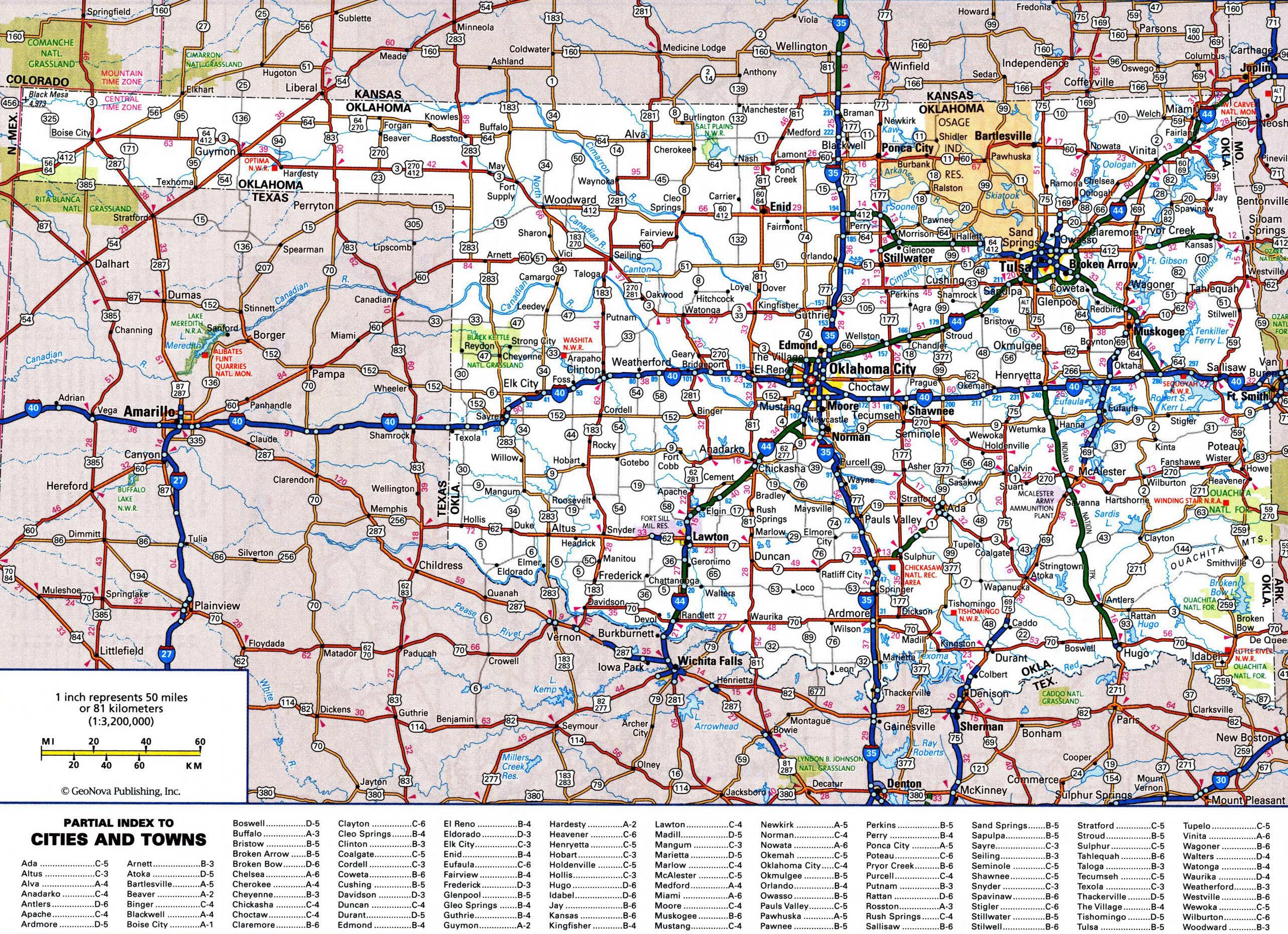 Map Of Oklahoma Cities And Towns - United States Map