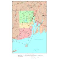 Large Detailed Map Of Rhode Island State With Administrative Divisions,  Roads And Cities | Rhode Island State | Usa | Maps Of The Usa | Maps  Collection Of The United States Of America