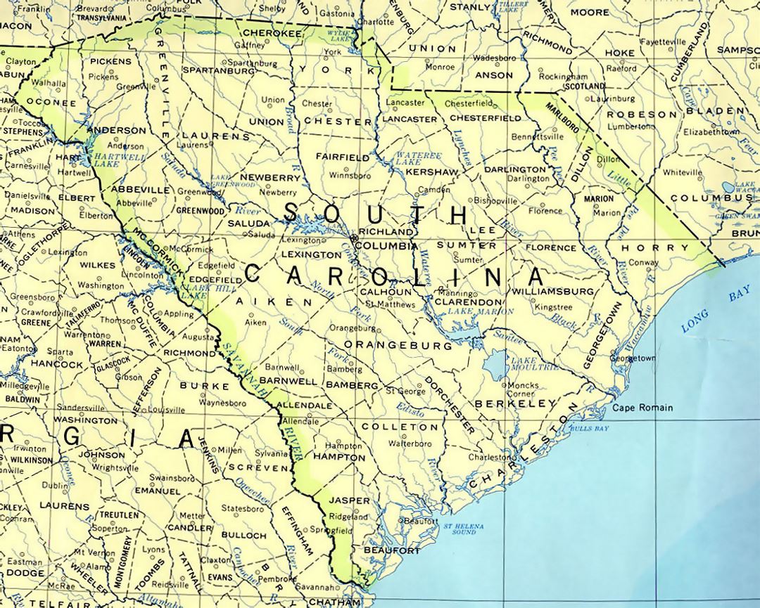 Administrative map of South Carolina state