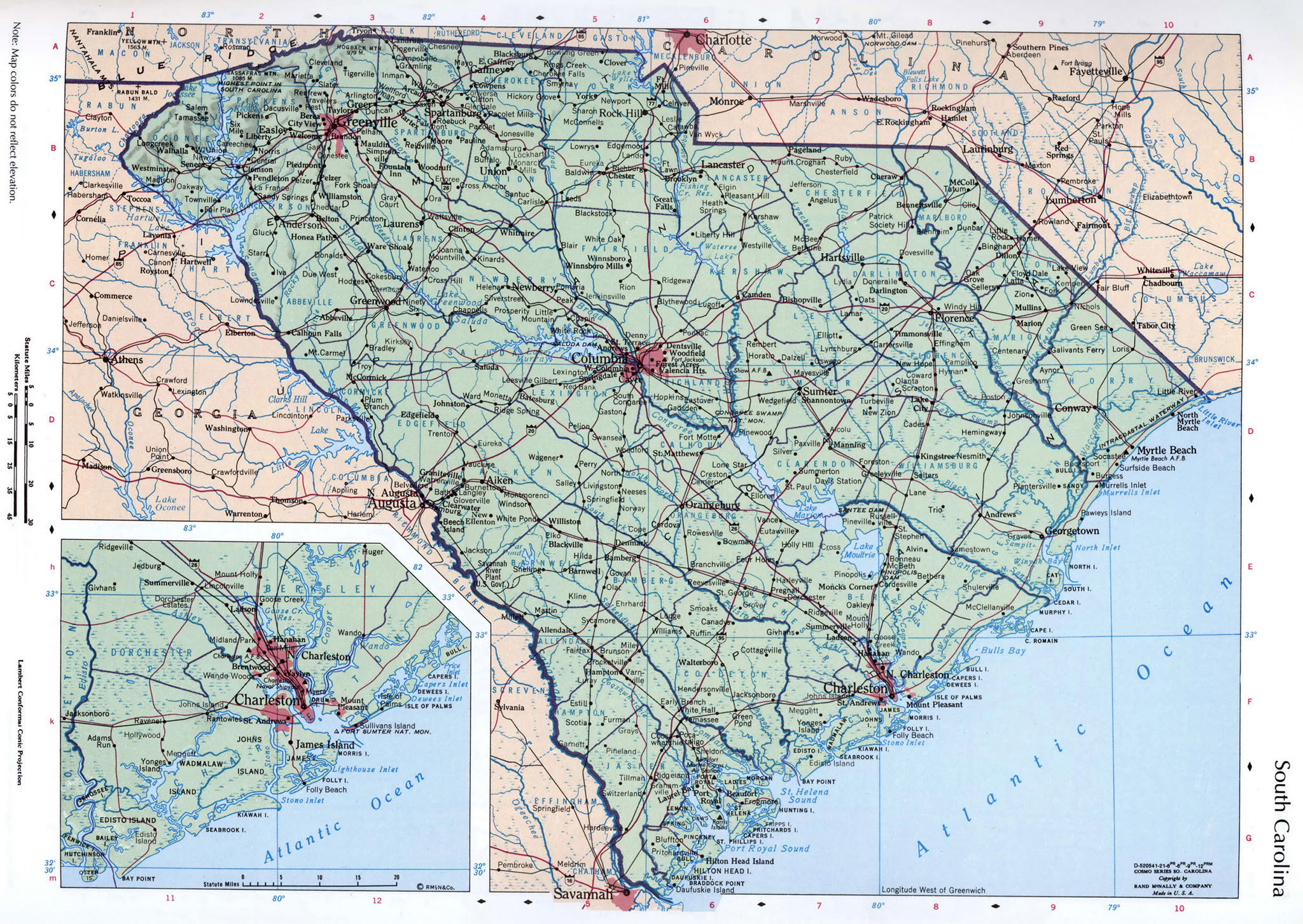 Large Map Of The State Of South Carolina With Cities Roads And