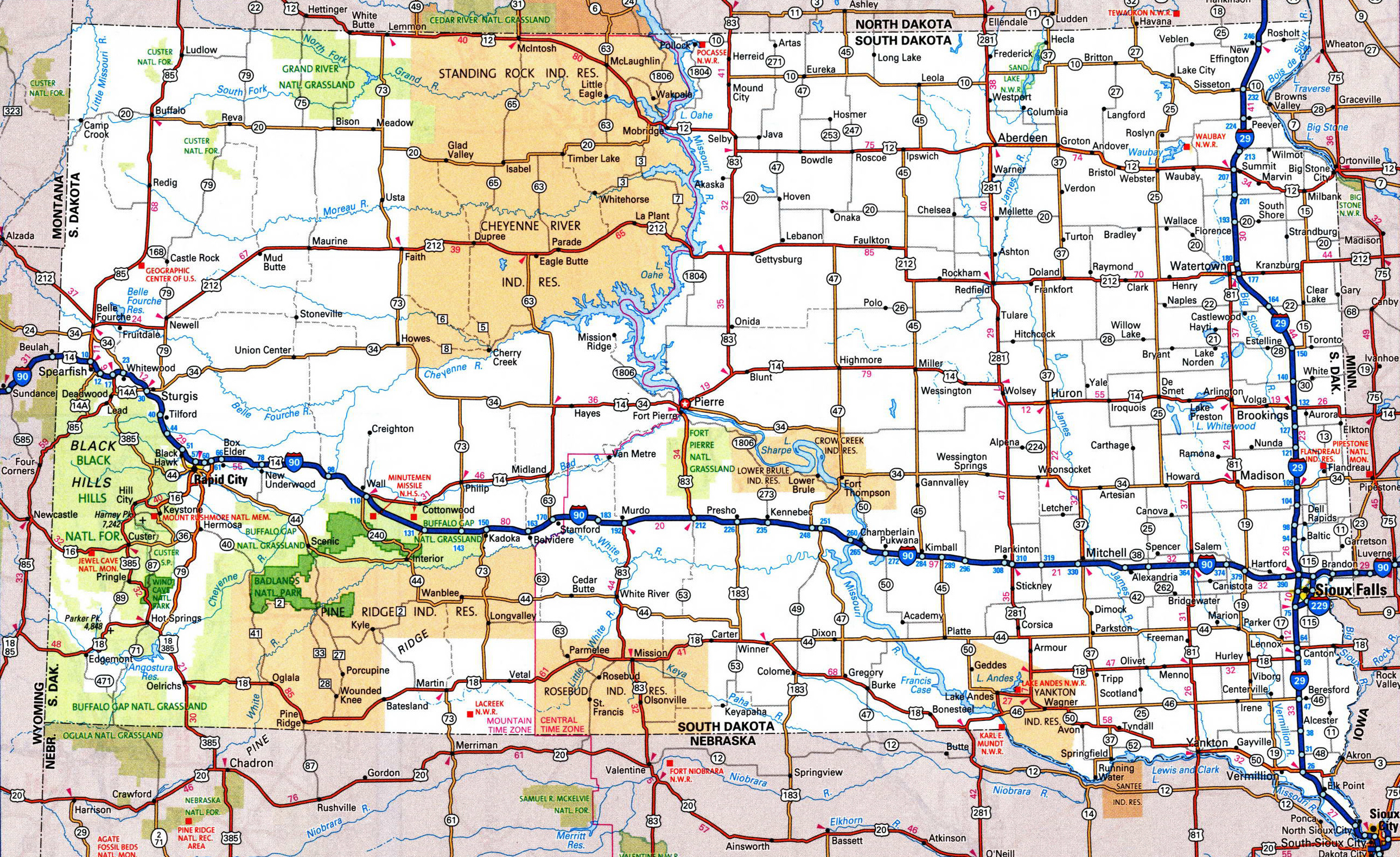 National Parks In North Dakota Map Large Detailed Roads And Highways Map Of South Dakota State With All Cities  And National Parks | South Dakota State | Usa | Maps Of The Usa | Maps  Collection Of The