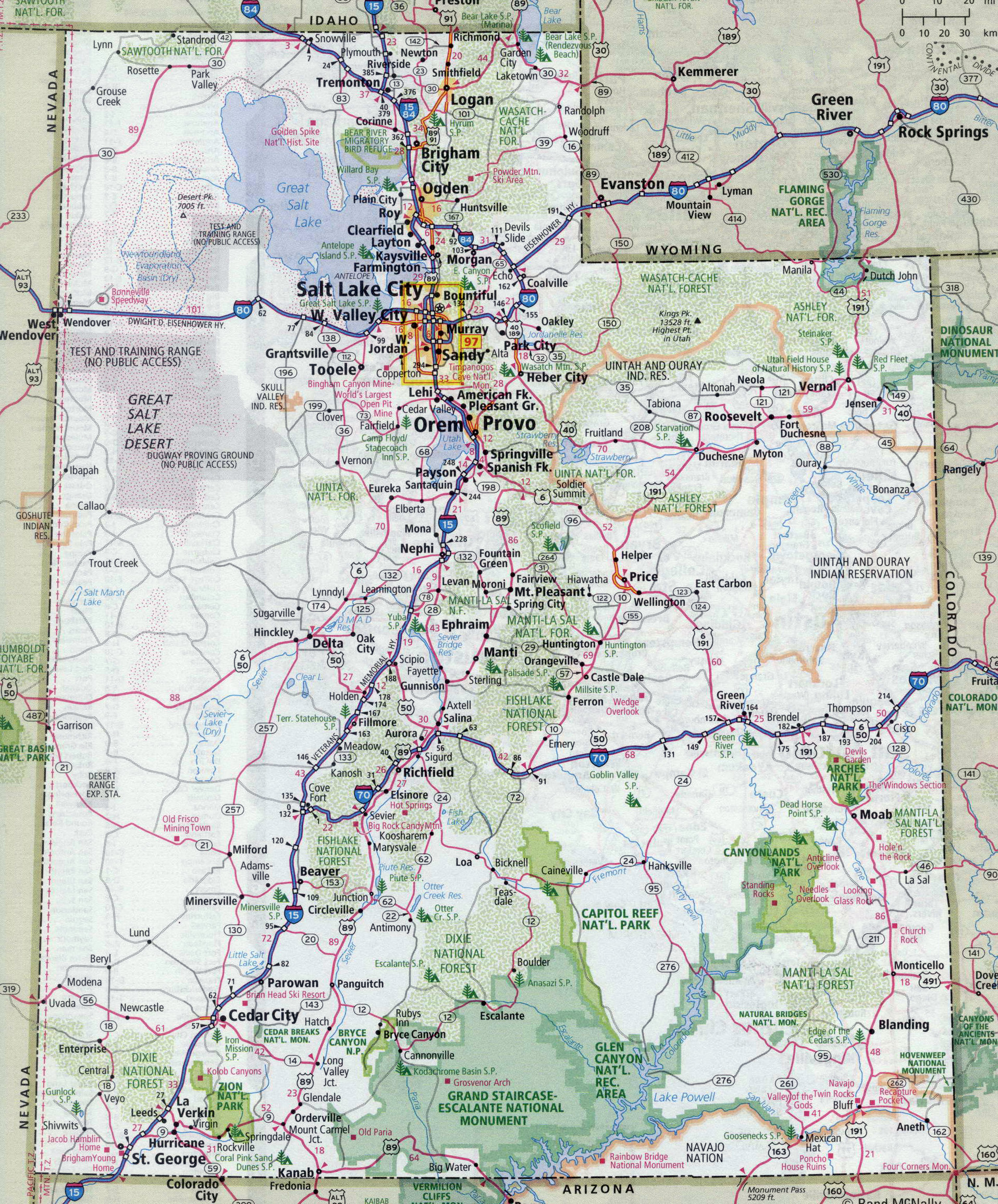 Large Detailed Roads And Highways Map Of Utah State With All
